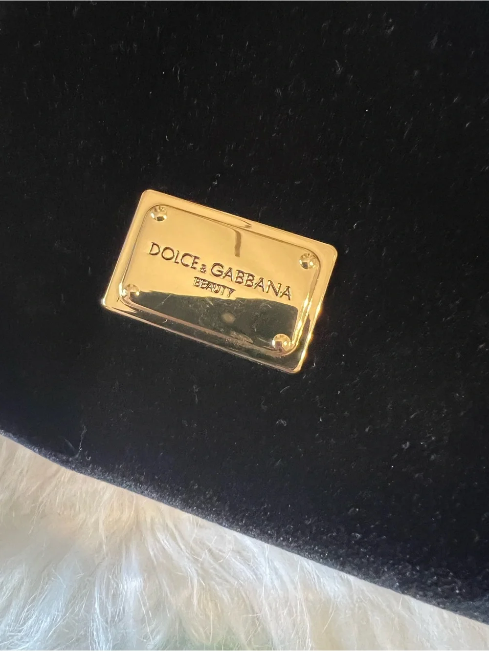 Dolce & Gabbana Black Velvet Clutch with Gold Plaque